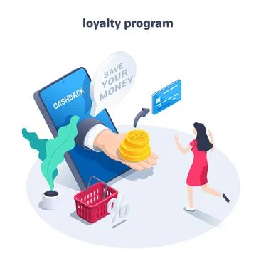 Isometric vector illustration on a white background, hand with gold coins fro Stock Illustration
