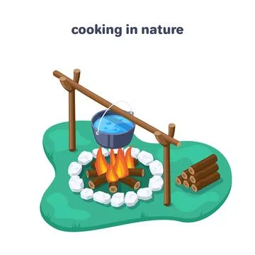 Isometric vector illustration on a white background, a pot with boiling water Stock Illustration