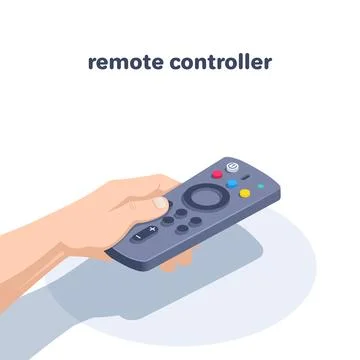 Isometric vector illustration on a white background, a man's hand holds a con Stock Illustration