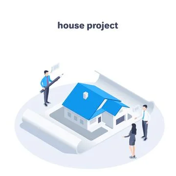 Isometric vector illustration on a white background, a house project on a she Illustrazione stock