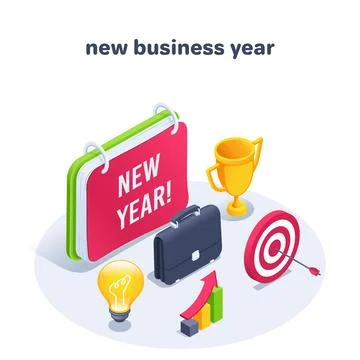 Isometric vector illustration on a white background, set of business icons on Stock Illustration