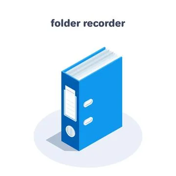 Isometric vector illustration on a white background, icon folder recorder blu Stock Illustration