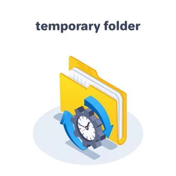 Isometric vector illustration on a white background, a folder with a clock in 스톡 일러스트