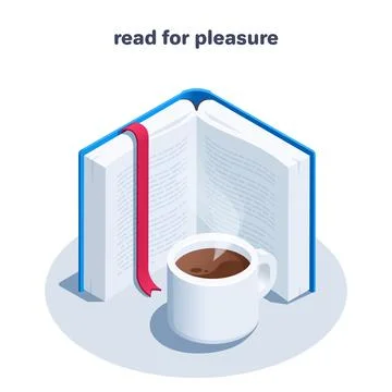 Isometric vector illustration on a white background, an open book with a red  스톡 일러스트
