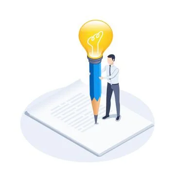 Isometric vector illustration on a white background, a man in business clothe Stock Illustration