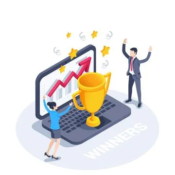 Isometric vector illustration on white background, people in business suits c Stock Illustration