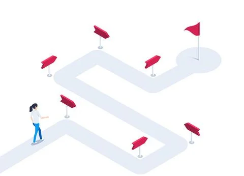 Isometric vector illustration on a white background, a woman in business clot Stock Illustration