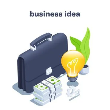 Isometric vector illustration on a white background, set of business icons su Stock Illustration