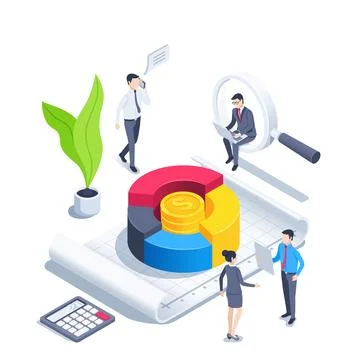 Isometric vector illustration on a white background, people in business cloth Stock Illustration