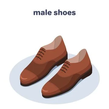 Isometric vector illustration on a white background, male shoes in brown colo Stock Illustration