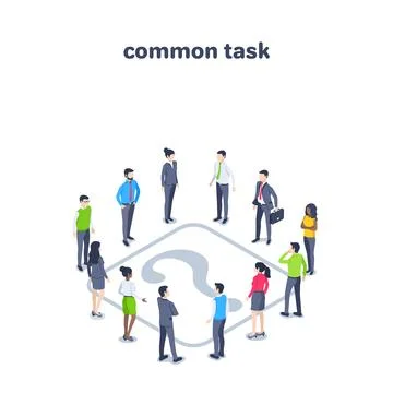 Isometric vector illustration on a white background, a question mark and peop Stock Illustration