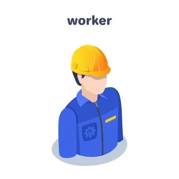 Isometric vector illustration on a white background, icon of a man in work cl Stock Illustration