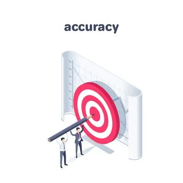 Isometric vector illustration on a white background, accuracy and success, pe Illustrazione stock