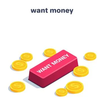 Isometric vector illustration on a white background, a big red button with th Stock Illustration