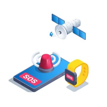 Isometric vector illustration on a white background, smartphone and smartwatc Stock Illustration