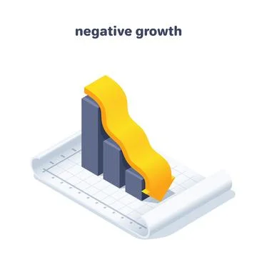 Isometric vector illustration on white background, negative growth, falling c Stock Illustration