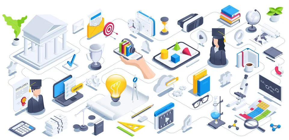 Isometric vector illustration on a white background, a concept on the topic o Illustrazione stock