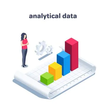 Isometric vector illustration on a white background, a woman stands near the  Stock Illustration