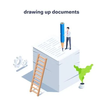 Isometric vector illustration on a white background, a man in business clothe Stockillustratie