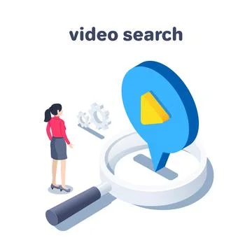 Isometric vector illustration on a white background, a woman in a red sweatsh Stock Illustration