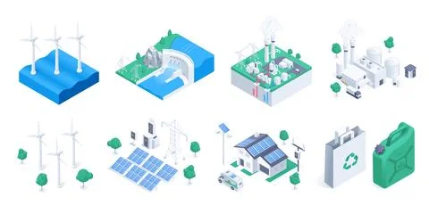 Isometric vector illustration on a white background, set on the theme of envi イラスト素材