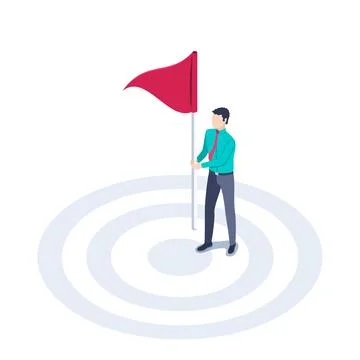 Isometric vector illustration on a white background, a man in business clothe Stock Illustration