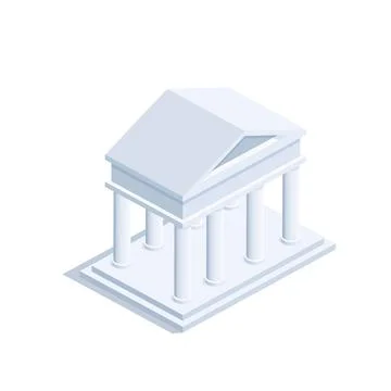 Isometric vector illustration on a white background, museum icon in the form  Stock Illustration