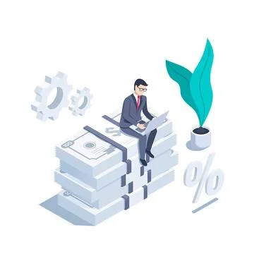 Isometric vector illustration on a white background, a man in a business suit Stock Illustration