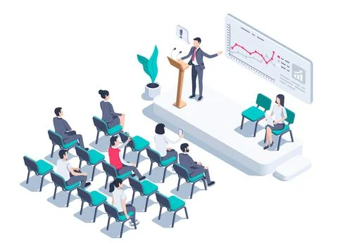 Isometric vector illustration on a white background, people in business cloth Stock Illustration