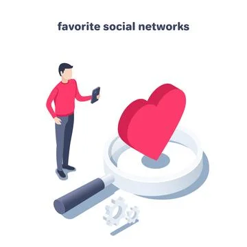 Isometric vector illustration on a white background, a man in a red sweatshir Stock Illustration