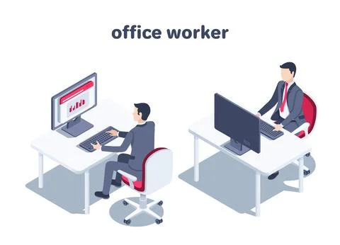 Isometric vector illustration on a white background, a man in a business suit Stock Illustration