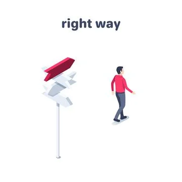 Isometric vector illustration on a white background, a man in a red shirt goe Stock Illustration