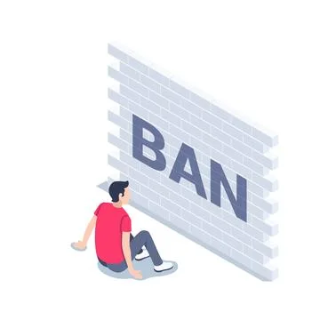 Isometric vector illustration on a white background, a young man sits in fron Stock Illustration