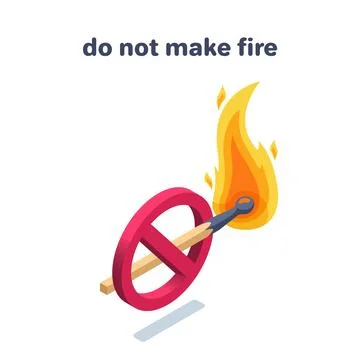 Isometric vector illustration on a white background, a burning match in a pro Stock Illustration