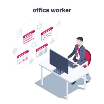 Isometric vector illustration on a white background, a man in a business suit Illustrazione stock