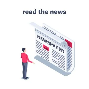 Isometric vector illustration on a white background, a man in a red shirt sta Stock Illustration