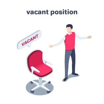 Isometric vector illustration on a white background, a man stands near a red  Stock Illustration