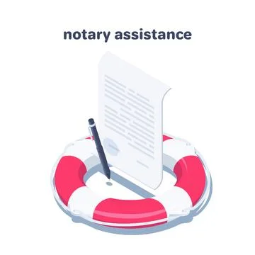 Isometric vector illustration on a white background, a lifebuoy and a paper d Stockillustratie
