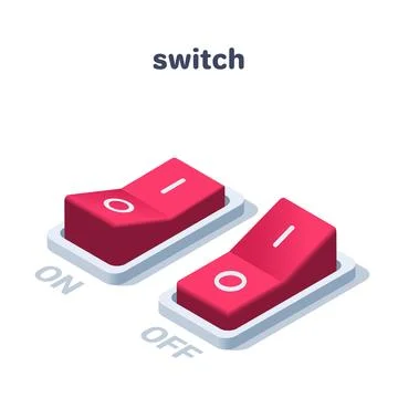 Isometric vector illustration on a white background, a switch in the form of  Stock Illustration