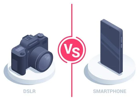 Isometric vector illustration on a white background, a digital SLR camera VS  Stock Illustration