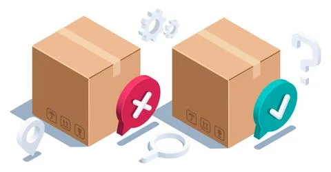 Isometric vector illustration on a white background, magnifying glass and a q Stock Illustration