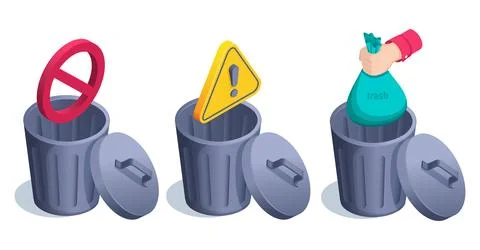 Isometric vector illustration on a white background, a man's hand throws a ba Stock Illustration