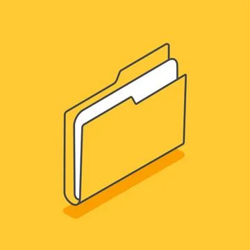 Isometric vector illustration on yellow background, document folder icon, des Stock Illustration