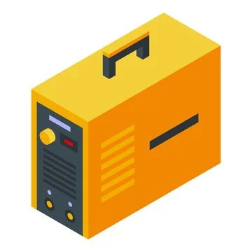 Isometric vector illustration of yellow portable generator Stock Illustration