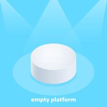 Isometric vector image on a bare background, empty round platform under the.. Stock Illustration