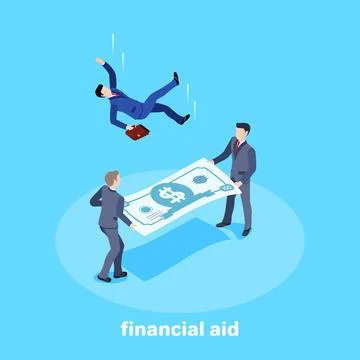 Isometric vector image on a bare background. Men in business suits hold a s.. Stock Illustration