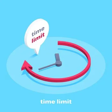 Isometric vector image on a blue background, business clock icon, arrow and.. Stock Illustration
