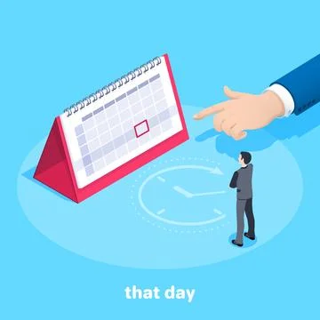 Isometric vector image on a blue background, a man in a business suit stand.. 스톡 일러스트