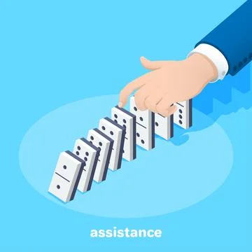 Isometric vector image on a blue background, a man in a business suit holds.. イラスト素材