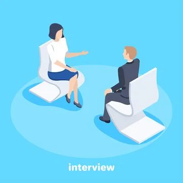 Isometric vector image on a blue background, a man and a woman in a busines.. 스톡 일러스트